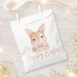 Watercolor Rabbit with Pink Bow| Cute Easter Bunny Geschenktütchen
