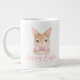 Watercolor Rabbit with Pink Bow| Cute Easter Bunny Jumbo-Tasse