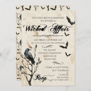 Watercolor-Rabe u. Schläger-Halloween-Party Einladung