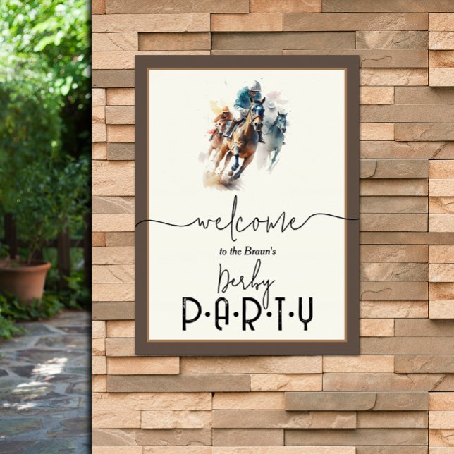 Watercolor Racehorse Jockey Derby Willkommen Poster (Watercolor racehorses and jockeys Derby Welcome poster - PRINTED and/or INSTANT DOWNLOAD)