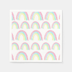 Watercolor Rainbow Birthday Party Serviette