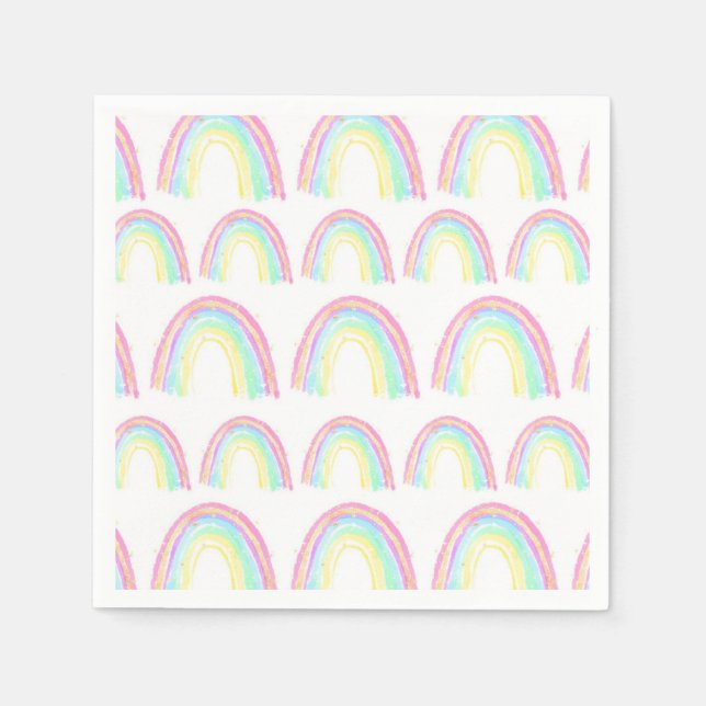 Watercolor Rainbow Birthday Party Serviette (Vorderseite)