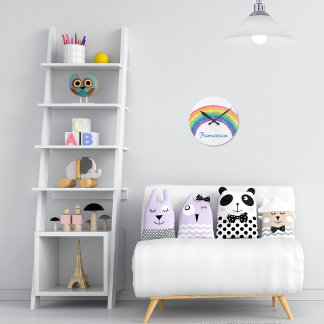 Watercolor Rainbow Clock Runde Wanduhr