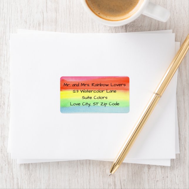 Watercolor Rainbow Custom Address Labels Adressaufkleber (Insitu)