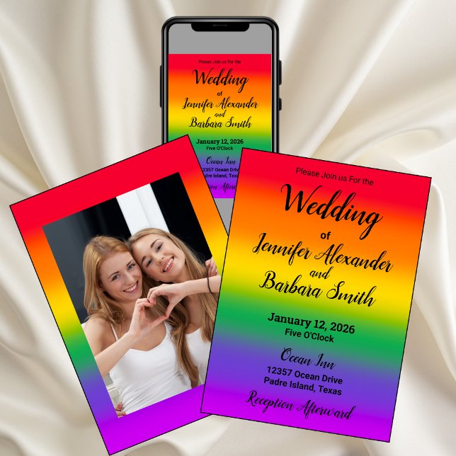 Watercolor Rainbow Gay Pride Hochzeit Einladung (Von Creator hochgeladen)