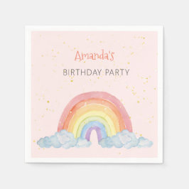Watercolor Rainbow Geburtstagsparty PastPaper Napk Serviette