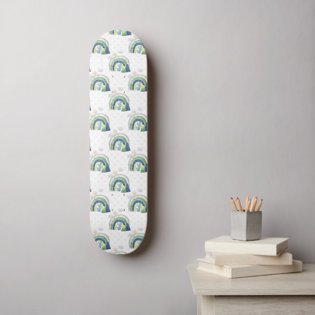 Watercolor Rainbow-Muster Skateboard (Wandkunst)
