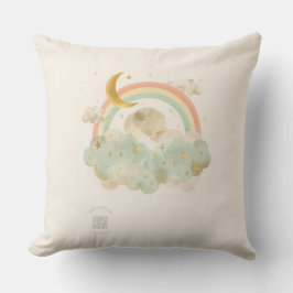 Watercolor Rainbow Nursery Pillow | Crescent Moon Kissen