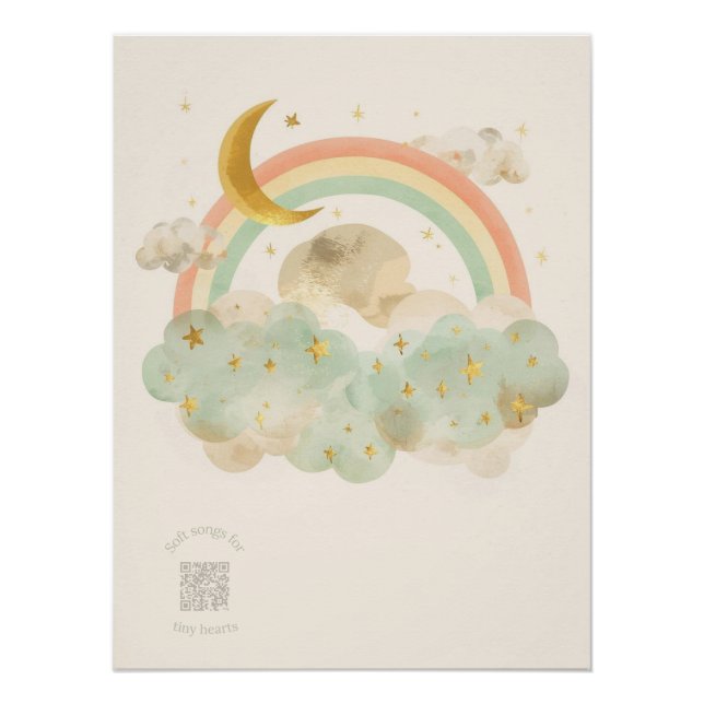 Watercolor Rainbow Nursery Wall Art | Lullaby Song Poster (Vorderseite)