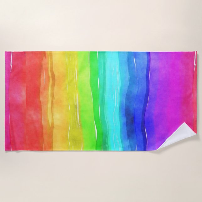 Watercolor Rainbow Strips Design Strandtuch (Vorderseite)
