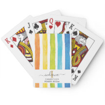 Watercolor Rainbow Strips Monogram Script