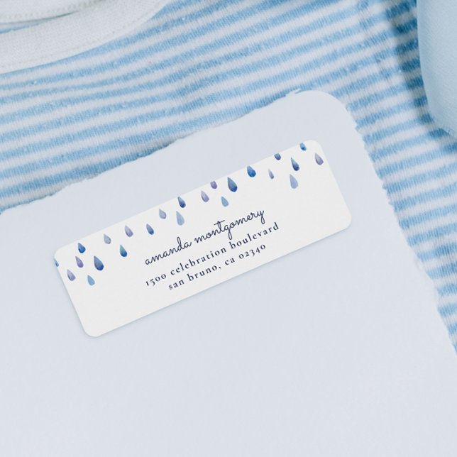 Watercolor Raindrops Script Name & Rücksendeadress (Return Address Label Mock-up)