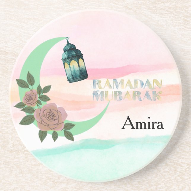 Watercolor Ramadan – Crescent Moon  Getränkeuntersetzer (Vorne)