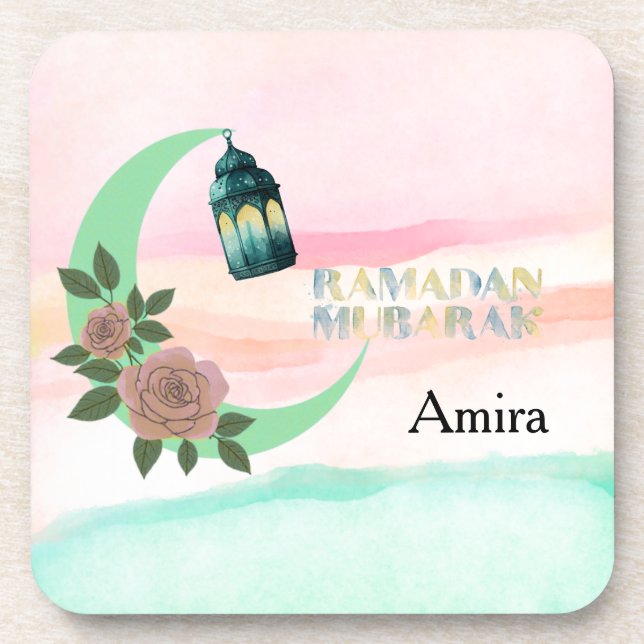 Watercolor Ramadan – Halbmond  Getränkeuntersetzer (Vorderseite)