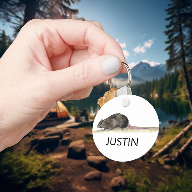 Watercolor Rat Pet Lover Monogram Schlüsselanhänger (Von Creator hochgeladen)