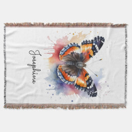 Watercolor Red Admiral Butterfly Name Decke
