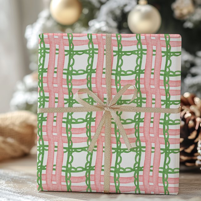 Watercolor Red and Green Whimsical Plaid Geschenkpapier (Von Creator hochgeladen)