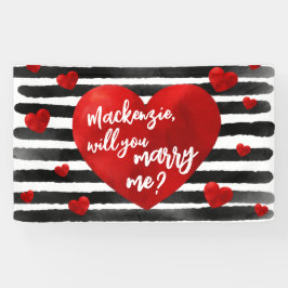 Watercolor Red & Black Hearry Marry Me Vorschlag Banner