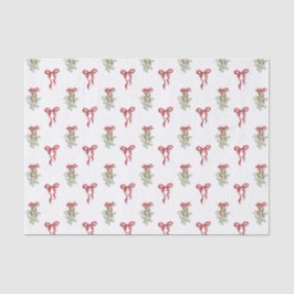 Watercolor Red Bow Mistletoe Weihnachten Seidenpapier