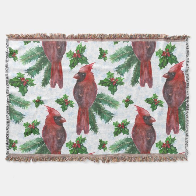 Watercolor Red Cardinal Bird Decke (Vorderseite)