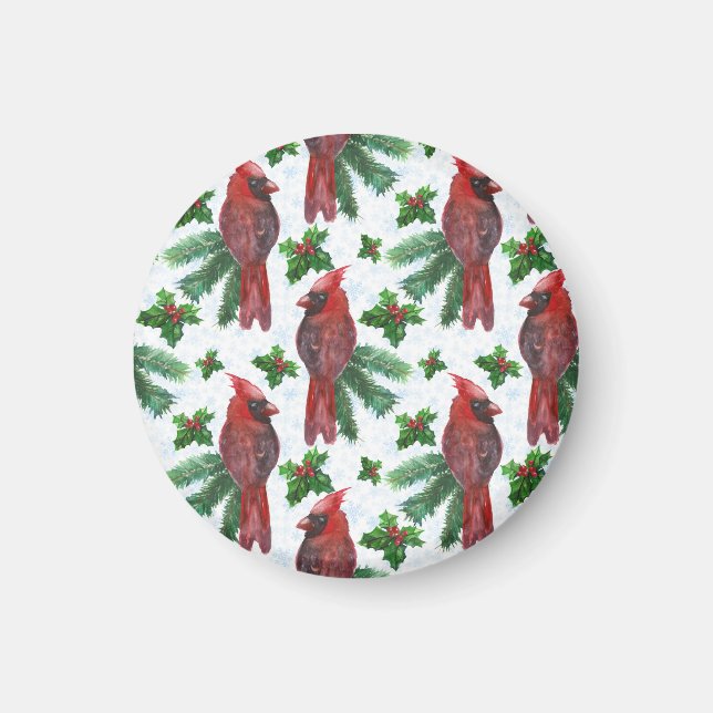 Watercolor Red Cardinal Bird Magnet (Vorne)