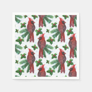 Watercolor Red Cardinal Bird Serviette