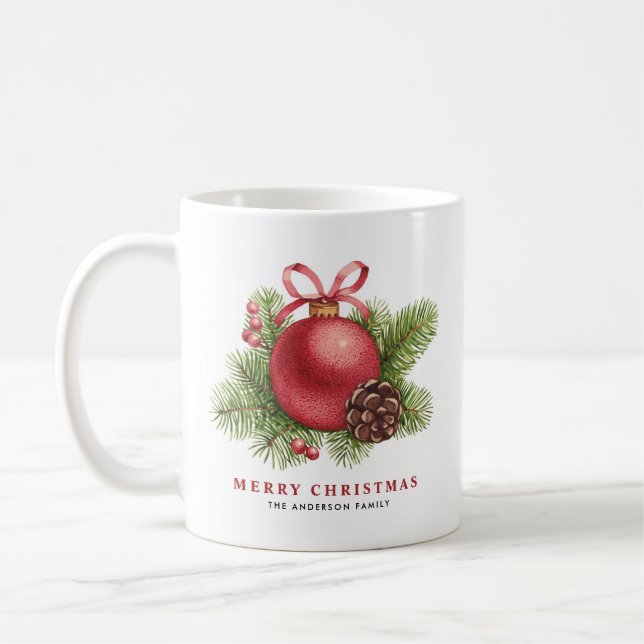 Watercolor Red Christmas Ball Ornament Holiday Kaffeetasse (Links)