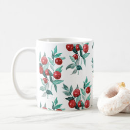 Watercolor Red Christmas Berries Muster Kaffeetasse