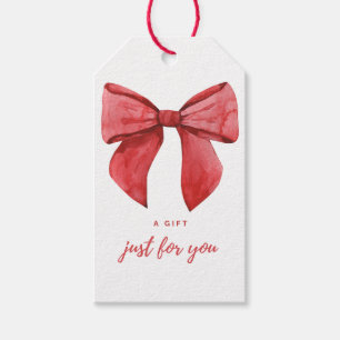 Watercolor Red Christmas Bow - Geschenk-Tag Geschenkanhänger