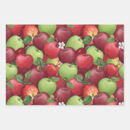 Watercolor Red, Green, and Granny Smith Apple Geschenkpapier Set