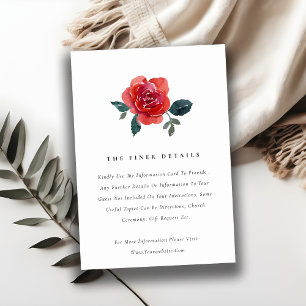 WATERCOLOR RED GREEN ROSE FLORAL WEDDING DETAIL BEGLEITKARTE