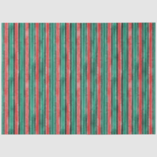 Watercolor Red Green Stripe Muster Weihnachten Seidenpapier