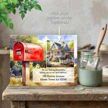 Watercolor Red Mailbox New Home Moving