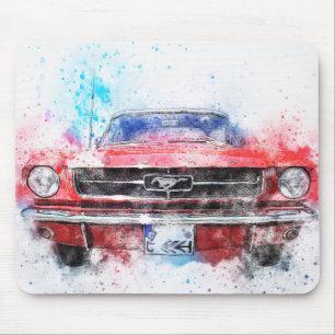 Watercolor Red Mustang Mousepad