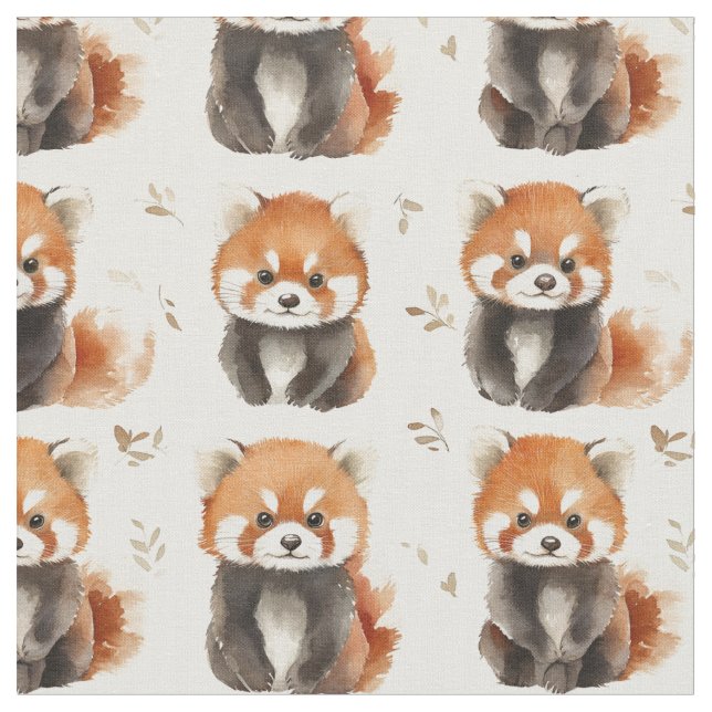 Watercolor Red Pandas Stoff (Nahaufnahme)
