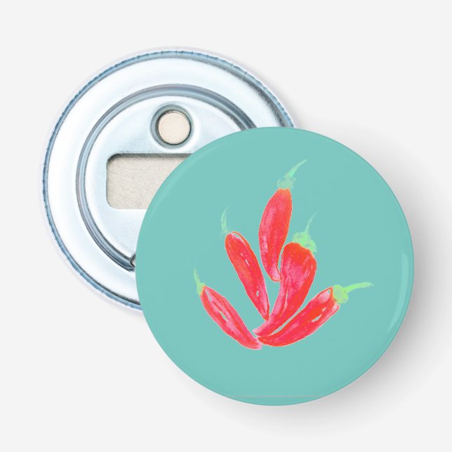 Watercolor Red Paprikaschoten Bunch Sommer Flaschenöffner (Vorderseite)