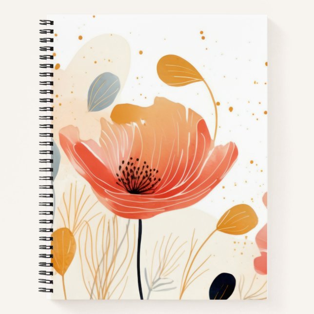 Watercolor red poppy painting notizbuch (Vorderseite)