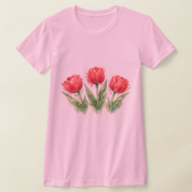 Watercolor Red Tulips T-Shirt (Ablage )