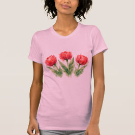 Watercolor Red Tulips T-Shirt