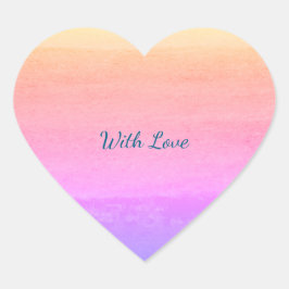 Watercolor-Regenbogen-Herz "Mit Liebe" Aufkleber