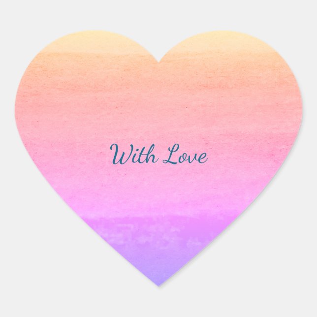 Watercolor-Regenbogen-Herz "Mit Liebe" Aufkleber (Vorderseite)