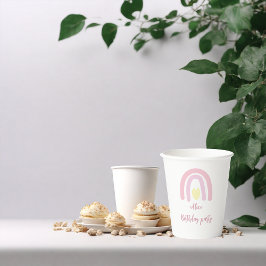 Watercolor Regenbogen Rosa Gelbe Geburtstagsparty Pappbecher