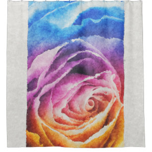 Watercolor-Regenbogen-Rose Duschvorhang