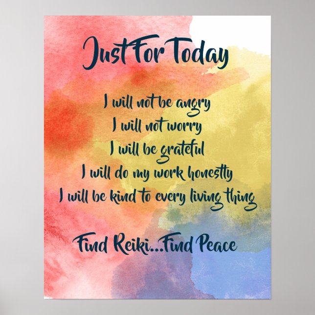 Watercolor Reiki Principles Poster (Vorne)