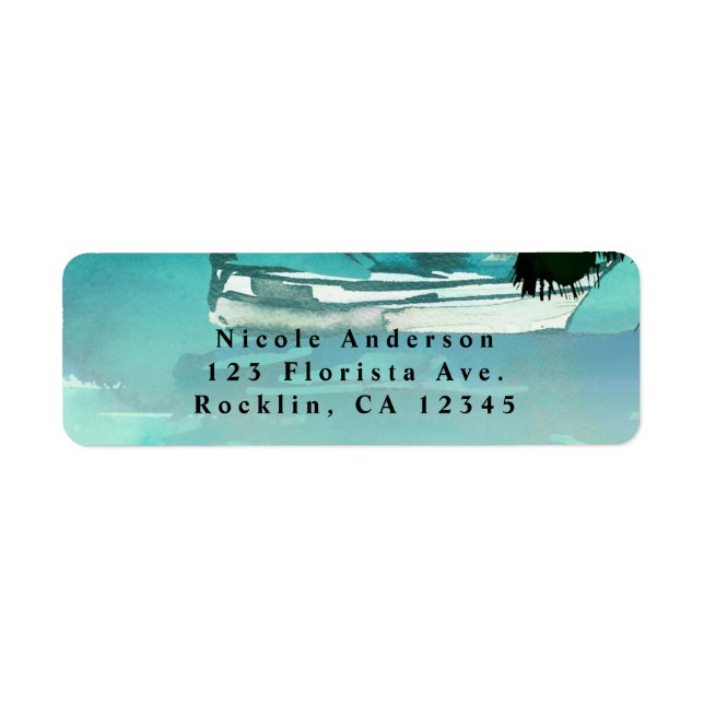 Watercolor Relief boat Palm Trees & String Lights (Vorne)