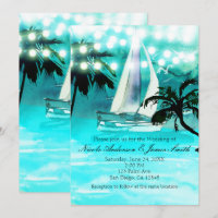 Watercolor Relief boat Palm Trees & String Lights