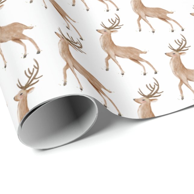 Watercolor Rentier Weihnachtswrapping Paper Geschenkpapier (Rolleneckpunkt)
