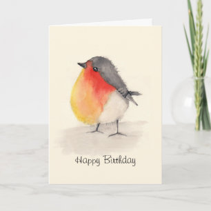 Watercolor Robin Birthday Card Karte
