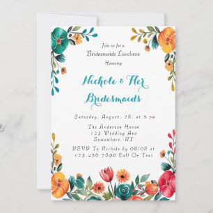 Watercolor Romance Bridesmaids Luncheon Einladung