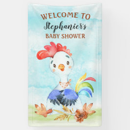Watercolor Rooster Baby Showfarm Banner